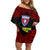 Vitis Central Dabaris Rugby Off Shoulder Short Dress Papua New Guinea Polynesian Tattoo LT03 Women Red - Polynesian Pride