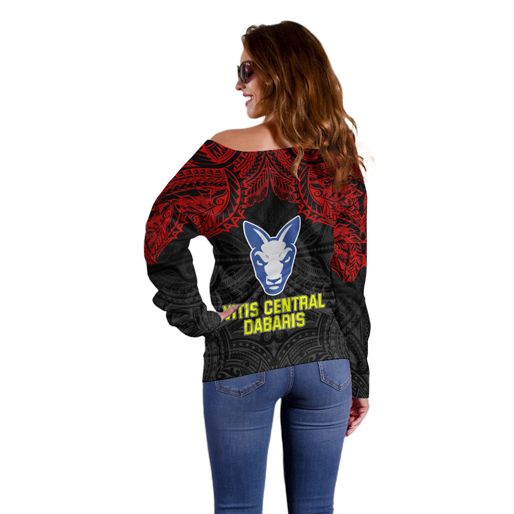Vitis Central Dabaris Rugby Off Shoulder Sweater Papua New Guinea Polynesian Tattoo LT03 - Polynesian Pride