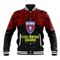 Custom Vitis Central Dabaris Rugby Baseball Jacket Papua New Guinea Polynesian Tattoo LT03 Unisex Red - Polynesian Pride