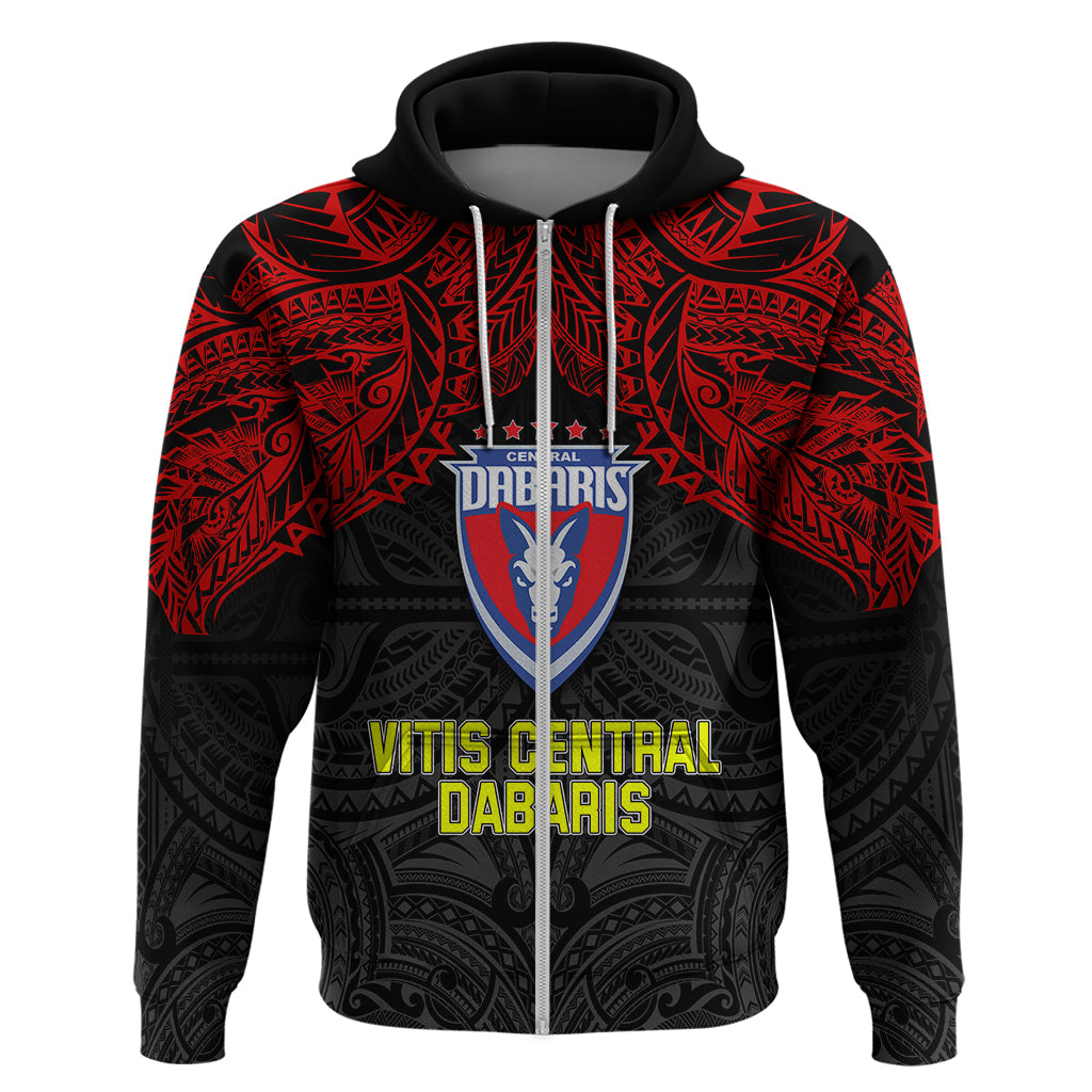 Custom Vitis Central Dabaris Rugby Hoodie Papua New Guinea Polynesian Tattoo LT03 Zip Hoodie Red - Polynesian Pride