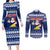 Tokelau Christmas Couples Matching Long Sleeve Bodycon Dress and Long Sleeve Button Shirt Santa Claus Tokelau Flag and Coat of Arms with Polynesian Pattern LT03 Blue - Polynesian Pride