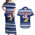 Tokelau Christmas Couples Matching Off Shoulder Maxi Dress and Hawaiian Shirt Santa Claus Tokelau Flag and Coat of Arms with Polynesian Pattern LT03 Blue - Polynesian Pride