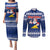 Tokelau Christmas Couples Matching Puletasi Dress and Long Sleeve Button Shirt Santa Claus Tokelau Flag and Coat of Arms with Polynesian Pattern LT03 Blue - Polynesian Pride