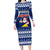 Tokelau Christmas Family Matching Long Sleeve Bodycon Dress and Hawaiian Shirt Santa Claus Tokelau Flag and Coat of Arms with Polynesian Pattern LT03 Mom's Dress Blue - Polynesian Pride