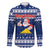 Tokelau Christmas Family Matching Off Shoulder Short Dress and Hawaiian Shirt Santa Claus Tokelau Flag and Coat of Arms with Polynesian Pattern LT03 Dad's Shirt - Long Sleeve Blue - Polynesian Pride