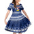 Tokelau Christmas Family Matching Puletasi Dress and Hawaiian Shirt Santa Claus Tokelau Flag and Coat of Arms with Polynesian Pattern LT03 Daughter's Dress Blue - Polynesian Pride