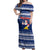 Tokelau Christmas Off Shoulder Maxi Dress Santa Claus Tokelau Flag and Coat of Arms with Polynesian Pattern LT03 Women Blue - Polynesian Pride