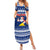 Tokelau Christmas Summer Maxi Dress Santa Claus Tokelau Flag and Coat of Arms with Polynesian Pattern LT03 Women Blue - Polynesian Pride