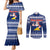 Personalised Tokelau Christmas Couples Matching Mermaid Dress and Long Sleeve Button Shirt Santa Claus Tokelau Flag and Coat of Arms with Polynesian Pattern LT03 Blue - Polynesian Pride