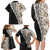 Tukenny Pattern Fijian War Clubs Mix Tapa Tribal Family Matching Long Sleeve Bodycon Dress and Hawaiian Shirt LT03 - Polynesian Pride