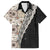 Tukenny Pattern Fijian War Clubs Mix Tapa Tribal Family Matching Off Shoulder Short Dress and Hawaiian Shirt LT03 Dad's Shirt - Short Sleeve Beige - Polynesian Pride