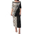 Tukenny Pattern Fijian War Clubs Mix Tapa Tribal Puletasi LT03 Long Dress Beige - Polynesian Pride