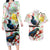 New Zealand Pohutukawa Tui Bird Couples Matching Long Sleeve Bodycon Dress and Hawaiian Shirt Kowhai Version LT03 White - Polynesian Pride