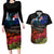 New Zealand ANZAC Day Couples Matching Long Sleeve Bodycon Dress and Hawaiian Shirt Pohutukawa Flower and Tui Bird LT03 Black - Polynesian Pride