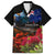 New Zealand ANZAC Day Family Matching Long Sleeve Bodycon Dress and Hawaiian Shirt Pohutukawa Flower and Tui Bird LT03 Dad's Shirt - Short Sleeve Black - Polynesian Pride