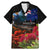 New Zealand ANZAC Day Family Matching Mermaid Dress and Hawaiian Shirt Pohutukawa Flower and Tui Bird LT03 Dad's Shirt - Short Sleeve Black - Polynesian Pride