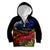 New Zealand ANZAC Day Kid Hoodie Pohutukawa Flower and Tui Bird LT03 Zip Hoodie Black - Polynesian Pride