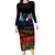 New Zealand ANZAC Day Long Sleeve Bodycon Dress Pohutukawa Flower and Tui Bird LT03 Long Dress Black - Polynesian Pride