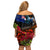 New Zealand ANZAC Day Off Shoulder Short Dress Pohutukawa Flower and Tui Bird LT03 - Polynesian Pride