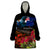 New Zealand ANZAC Day Wearable Blanket Hoodie Pohutukawa Flower and Tui Bird LT03 One Size Black - Polynesian Pride