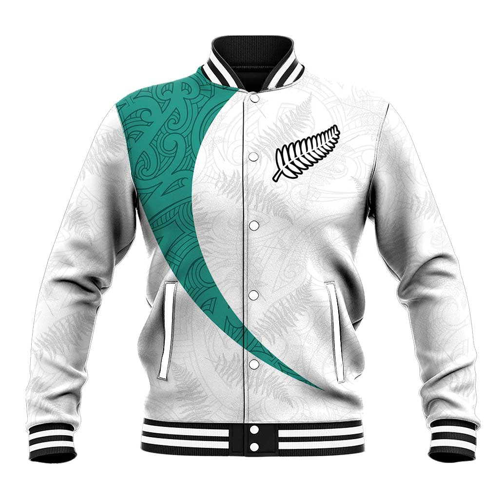 Custom New Zealand Football Baseball Jacket Go All Silver Ferns - Towards World Cup 2026 LT03 Unisex White - Polynesian Pride