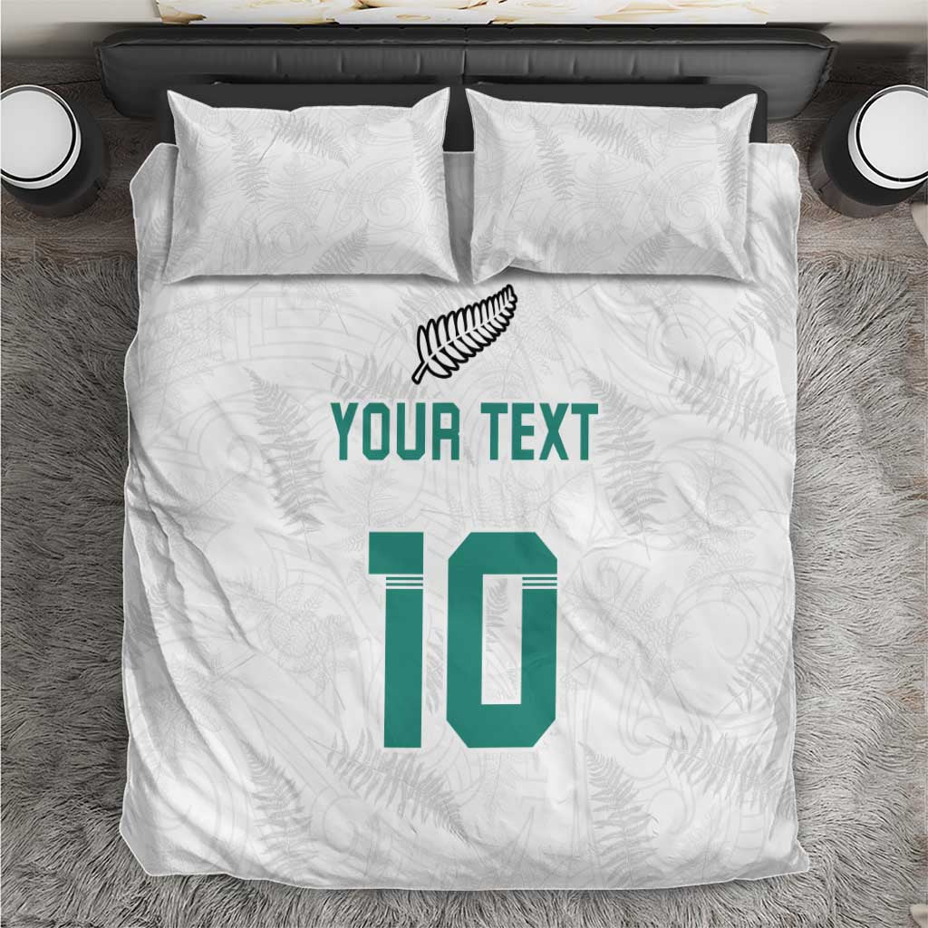 Custom New Zealand Football Bedding Set Go All Silver Ferns - Towards World Cup 2026 LT03 White - Polynesian Pride