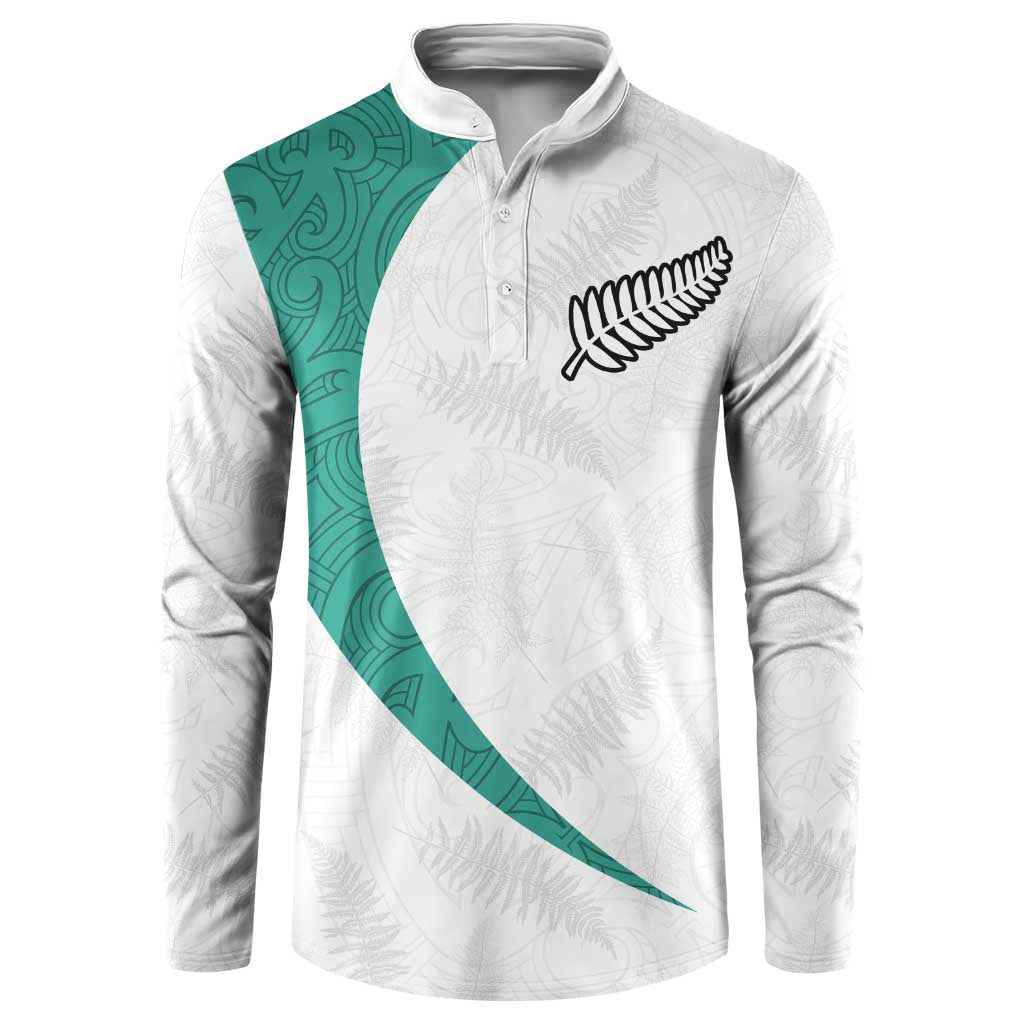 Custom New Zealand Football Button Sweatshirt Go All Silver Ferns - Towards World Cup 2026 LT03 White - Polynesian Pride