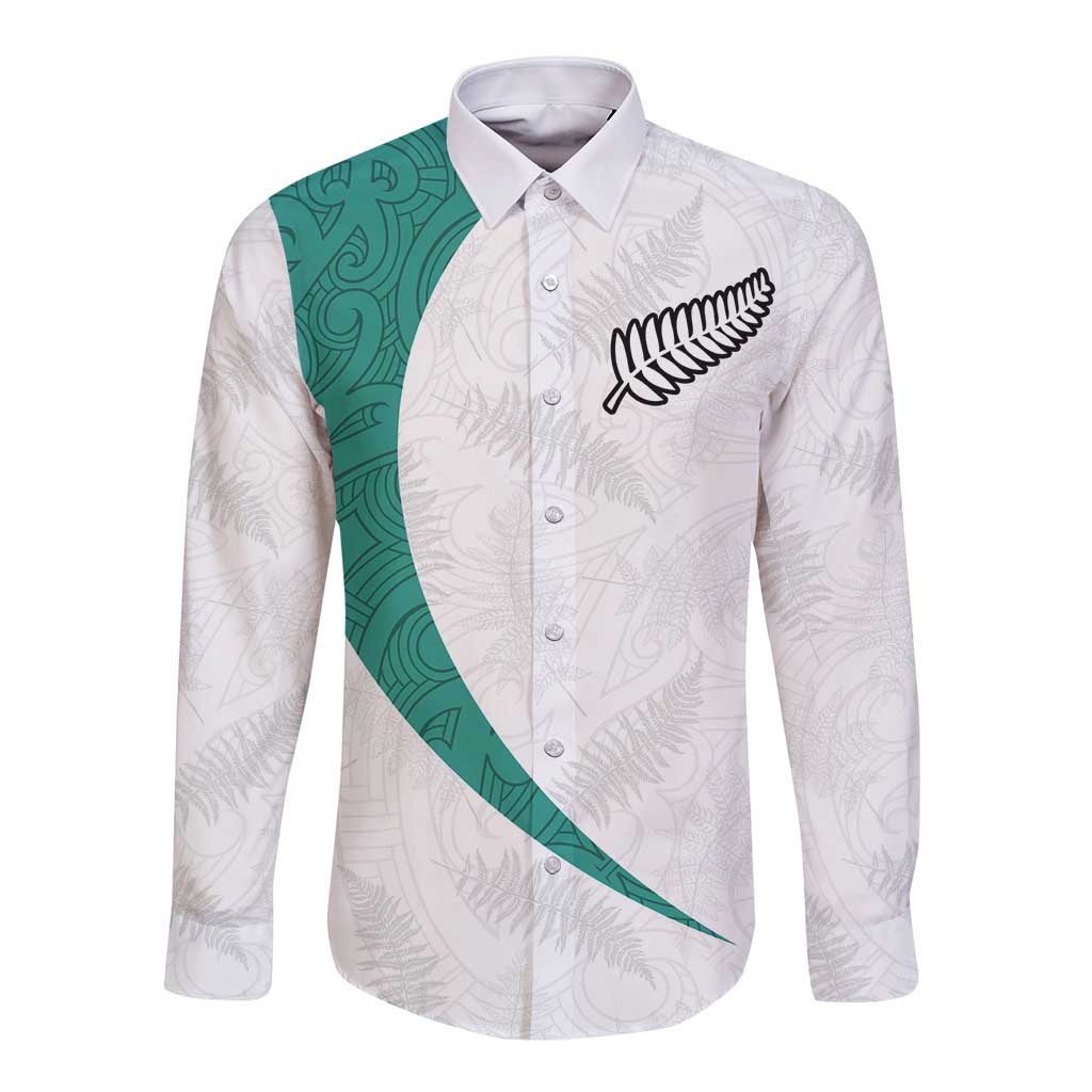 Custom New Zealand Football Long Sleeve Button Shirt Go All Silver Ferns - Towards World Cup 2026 LT03 Unisex White - Polynesian Pride