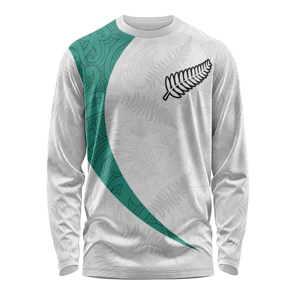 Custom New Zealand Football Long Sleeve Shirt Go All Silver Ferns - Towards World Cup 2026 LT03 Unisex White - Polynesian Pride