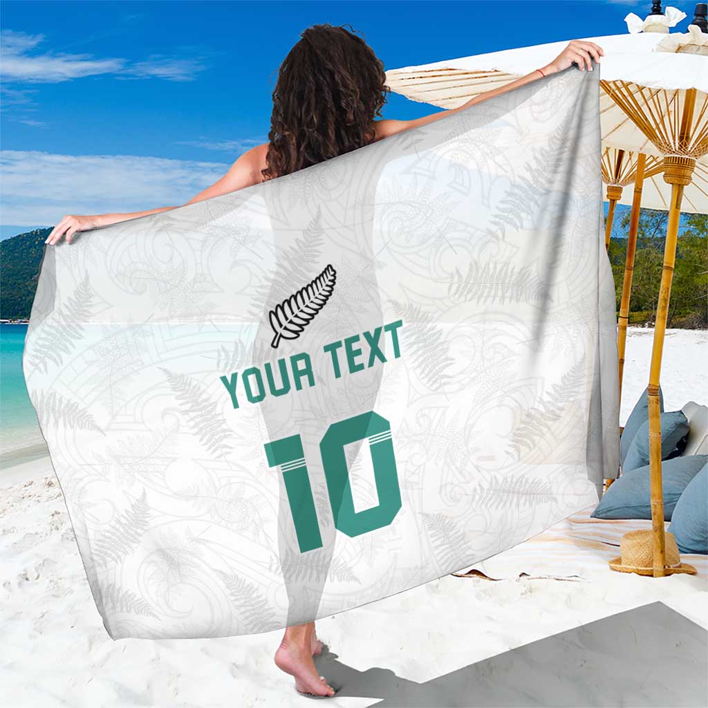 Custom New Zealand Football Sarong Go All Silver Ferns - Towards World Cup 2026 LT03 One Size 44 x 66 inches White - Polynesian Pride