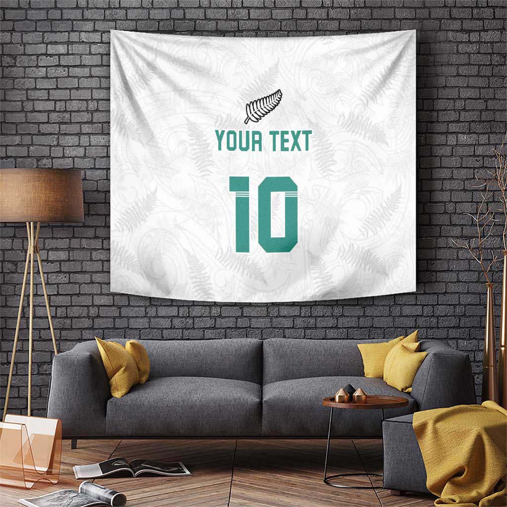 Custom New Zealand Football Tapestry Go All Silver Ferns - Towards World Cup 2026 LT03 White - Polynesian Pride