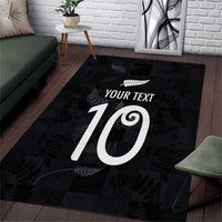 Custom New Zealand Rugby Area Rug All Silver Ferns Blacks LT03 Black - Polynesian Pride