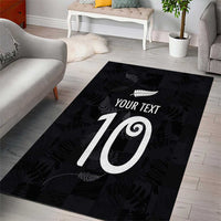 Custom New Zealand Rugby Area Rug All Silver Ferns Blacks LT03 - Polynesian Pride