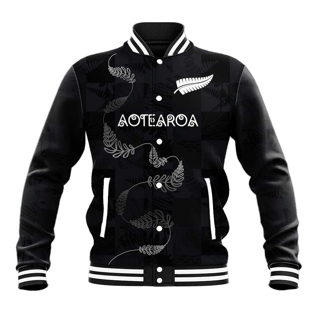Custom New Zealand Rugby Baseball Jacket All Silver Ferns Blacks LT03 Unisex Black - Polynesian Pride