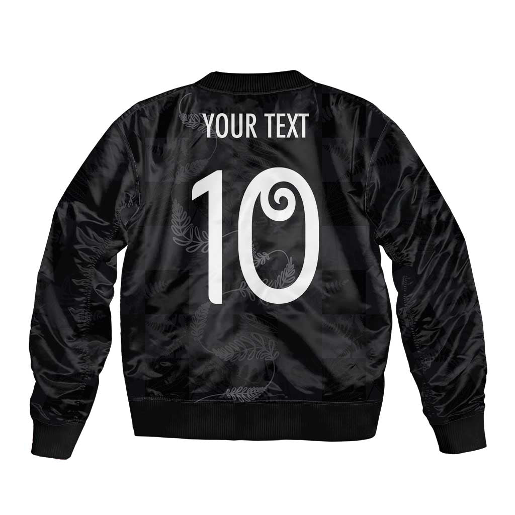 Custom New Zealand Rugby Bomber Jacket All Silver Ferns Blacks LT03 - Polynesian Pride