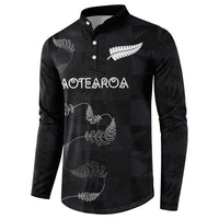 Custom New Zealand Rugby Button Sweatshirt All Silver Ferns Blacks LT03 - Polynesian Pride