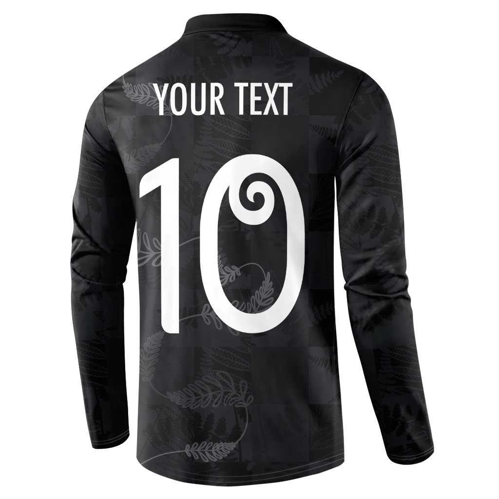 Custom New Zealand Rugby Button Sweatshirt All Silver Ferns Blacks LT03 - Polynesian Pride