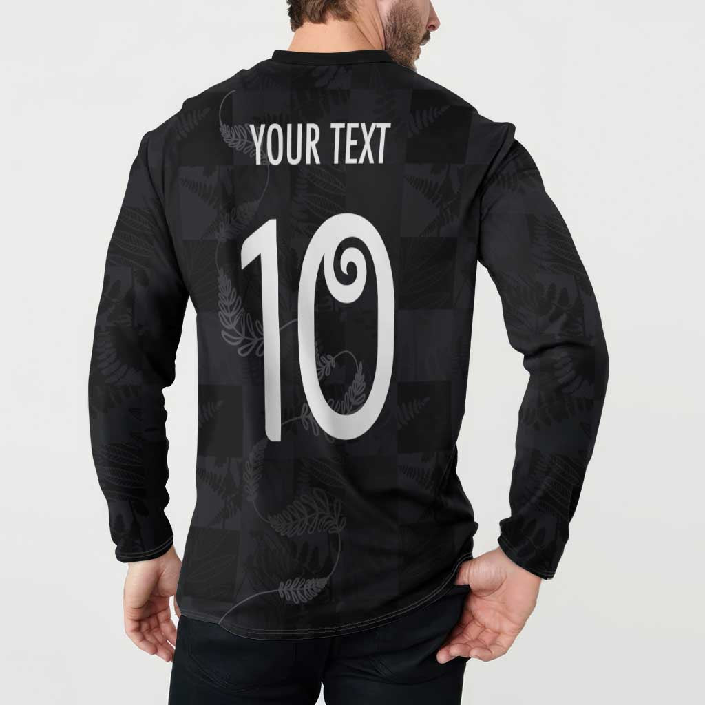 Custom New Zealand Rugby Button Sweatshirt All Silver Ferns Blacks LT03 - Polynesian Pride