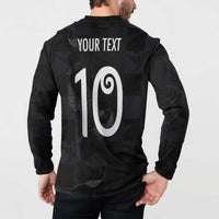Custom New Zealand Rugby Button Sweatshirt All Silver Ferns Blacks LT03 - Polynesian Pride