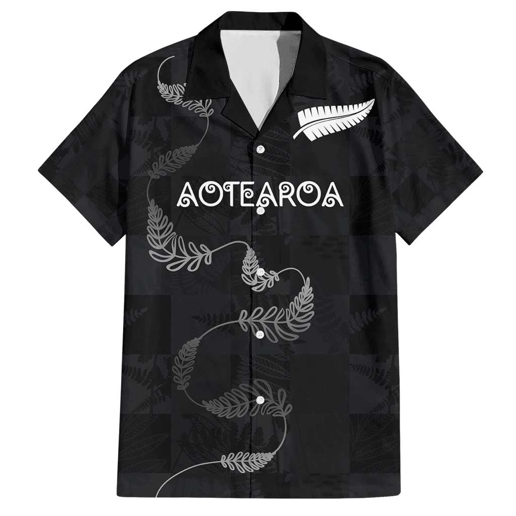 Custom New Zealand Rugby Hawaiian Shirt All Silver Ferns Blacks LT03 Black - Polynesian Pride