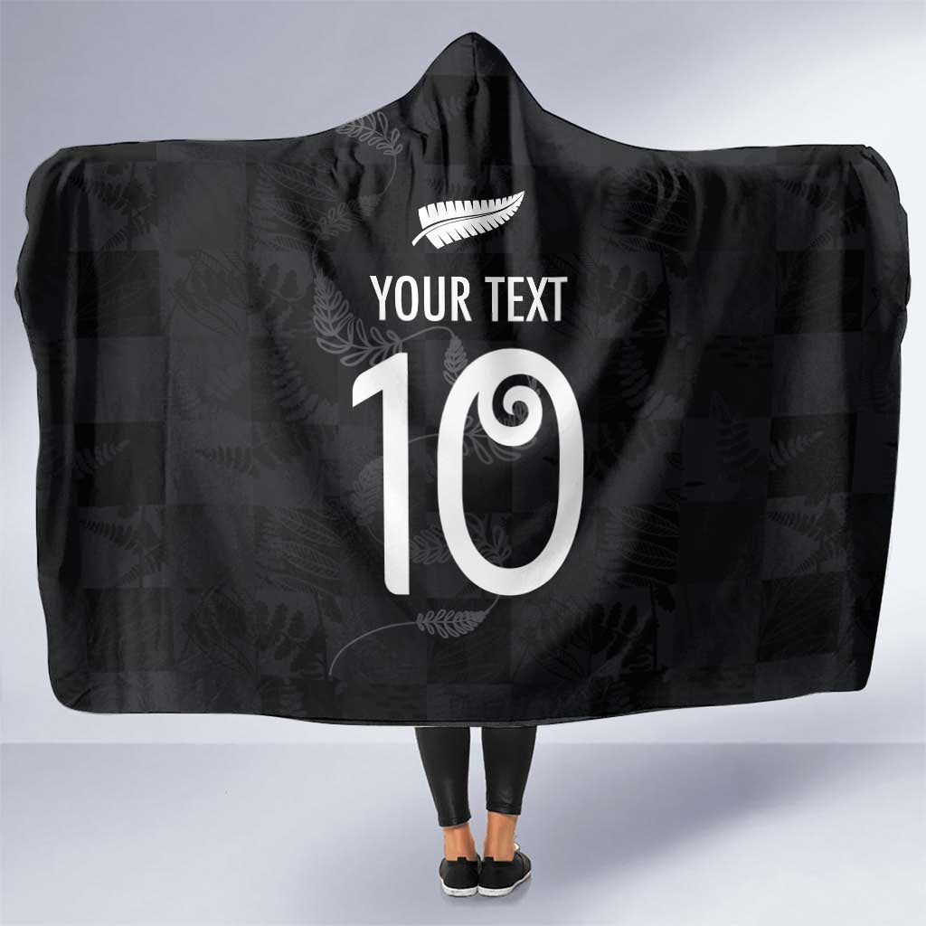 Custom New Zealand Rugby Hooded Blanket All Silver Ferns Blacks LT03 One Size Black - Polynesian Pride