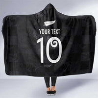 Custom New Zealand Rugby Hooded Blanket All Silver Ferns Blacks LT03 One Size Black - Polynesian Pride
