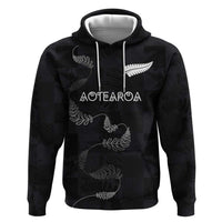 Custom New Zealand Rugby Hoodie All Silver Ferns Blacks LT03 Pullover Hoodie Black - Polynesian Pride