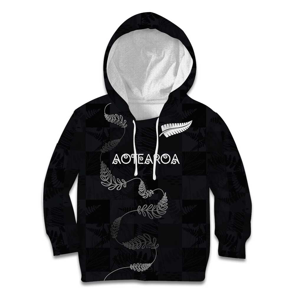 Custom New Zealand Rugby Kid Hoodie All Silver Ferns Blacks LT03 Hoodie Black - Polynesian Pride