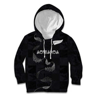 Custom New Zealand Rugby Kid Hoodie All Silver Ferns Blacks LT03 Hoodie Black - Polynesian Pride
