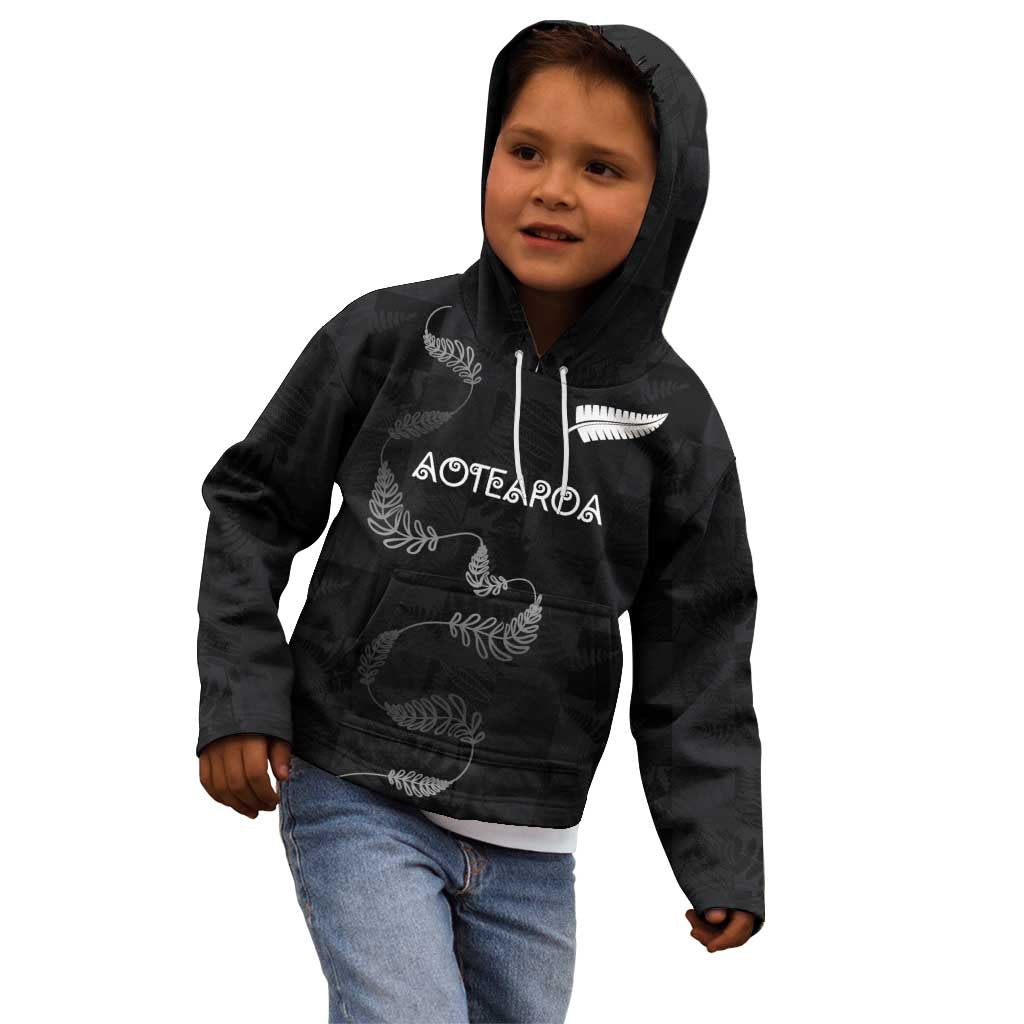 Custom New Zealand Rugby Kid Hoodie All Silver Ferns Blacks LT03 - Polynesian Pride
