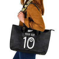 Custom New Zealand Rugby Leather Tote Bag All Silver Ferns Blacks LT03 Black - Polynesian Pride