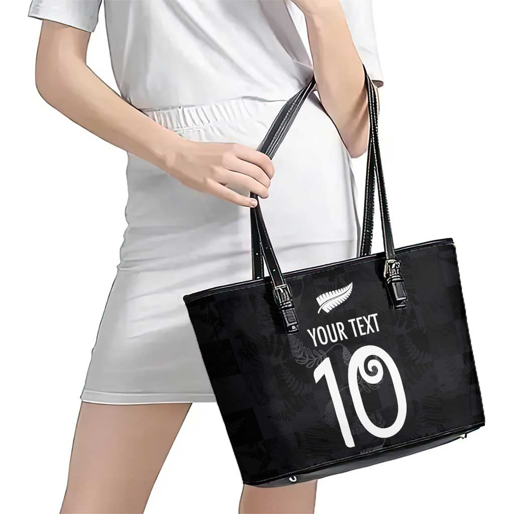 Custom New Zealand Rugby Leather Tote Bag All Silver Ferns Blacks LT03 - Polynesian Pride
