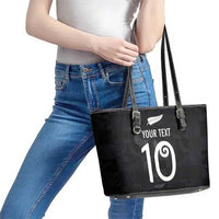 Custom New Zealand Rugby Leather Tote Bag All Silver Ferns Blacks LT03 - Polynesian Pride