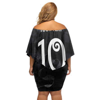 Custom New Zealand Rugby Off Shoulder Short Dress All Silver Ferns Blacks LT03 - Polynesian Pride